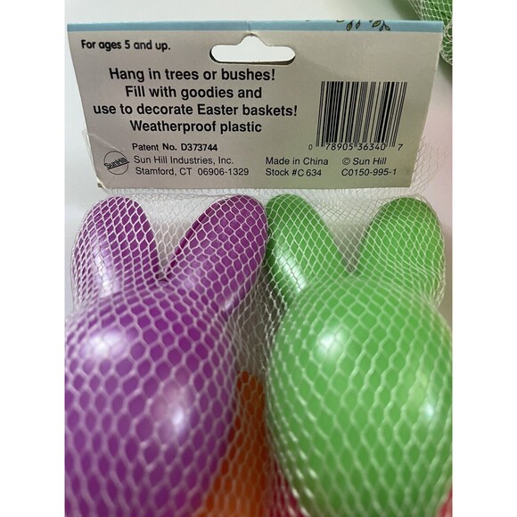 NEW Vintage Fill & Hang Bunny Easter Eggs Lot of Two 6pc Fillable Deadstock Neon - Picture 2 of 4